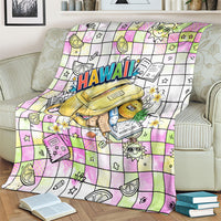 Hawaii Cruising Back To School Blanket Grid Pattern With School Bag And Vintage Surf Van TS04 - Polynesian Pride