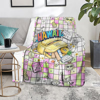 Hawaii Cruising Back To School Blanket Grid Pattern With School Bag And Vintage Surf Van TS04 - Polynesian Pride