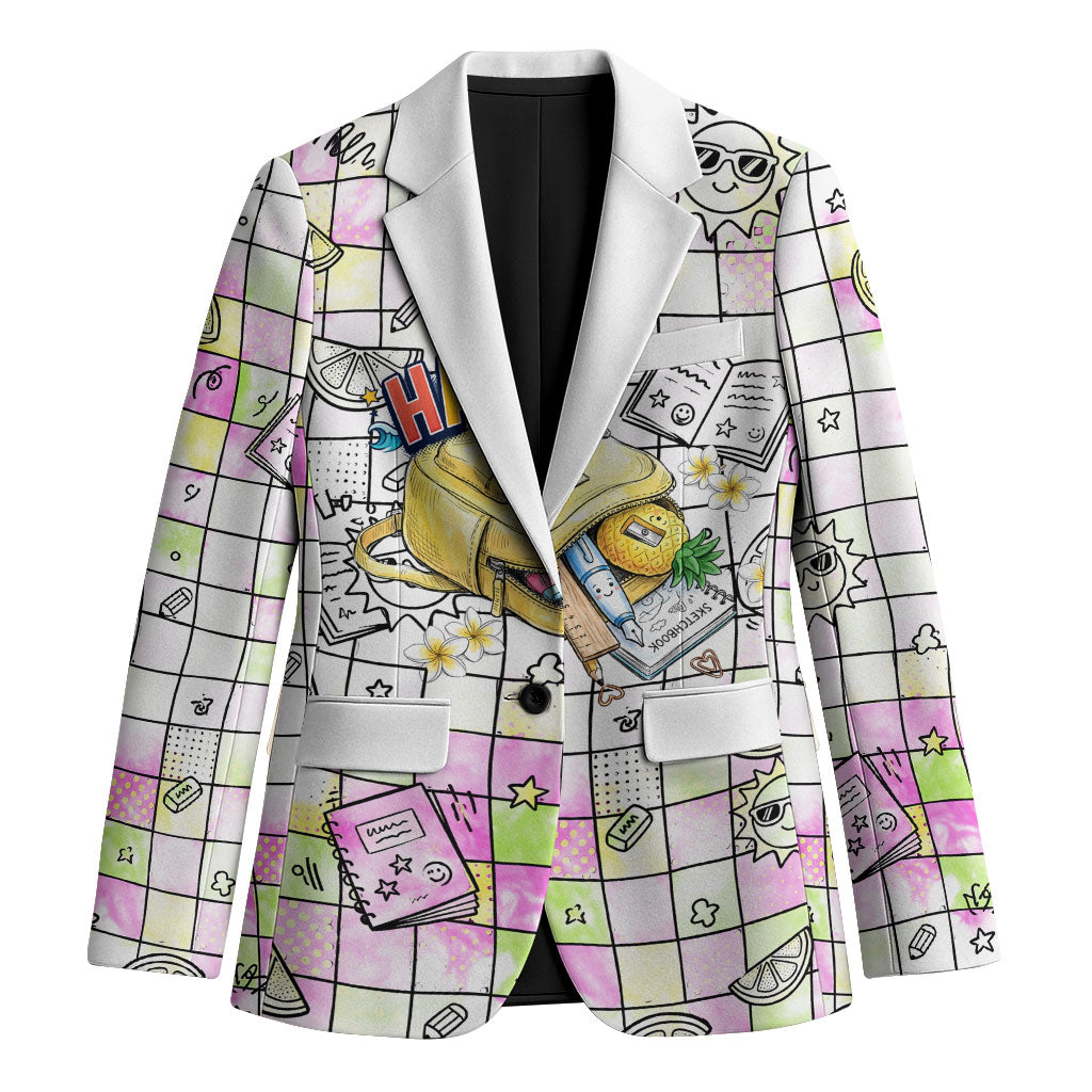 Hawaii Cruising Back To School Blazer Grid Pattern With School Bag And Vintage Surf Van