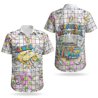 Hawaii Cruising Back To School Couples Matching Puletasi and Hawaiian Shirt Grid Pattern With School Bag And Vintage Surf Van TS04 - Polynesian Pride