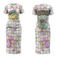 Hawaii Cruising Back To School Couples Matching Short Sleeve Bodycon Dress and Hawaiian Shirt Grid Pattern With School Bag And Vintage Surf Van TS04 - Polynesian Pride
