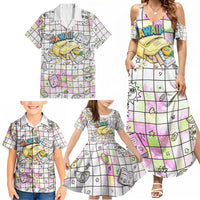 Hawaii Cruising Back To School Family Matching Summer Maxi Dress and Hawaiian Shirt Grid Pattern With School Bag And Vintage Surf Van TS04 - Polynesian Pride