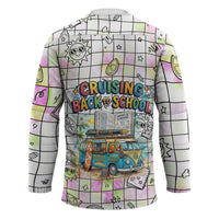 Hawaii Cruising Back To School Hockey Jersey Grid Pattern With School Bag And Vintage Surf Van