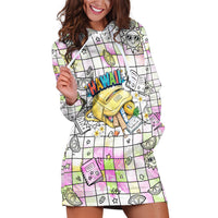 Hawaii Cruising Back To School Hoodie Dress Grid Pattern With School Bag And Vintage Surf Van TS04 White Yellow - Polynesian Pride