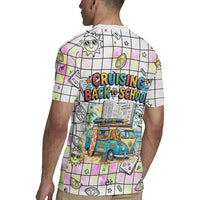 Hawaii Cruising Back To School Rugby Jersey Grid Pattern With School Bag And Vintage Surf Van