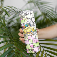 Hawaii Cruising Back To School Skinny Tumbler Grid Pattern With School Bag And Vintage Surf Van TS04 - Polynesian Pride