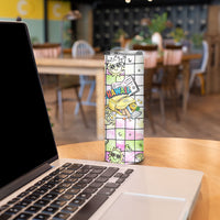 Hawaii Cruising Back To School Skinny Tumbler Grid Pattern With School Bag And Vintage Surf Van TS04 - Polynesian Pride