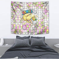 Hawaii Cruising Back To School Tapestry Grid Pattern With School Bag And Vintage Surf Van TS04 - Polynesian Pride