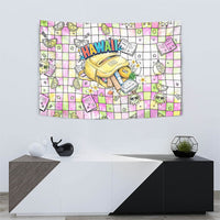 Hawaii Cruising Back To School Tapestry Grid Pattern With School Bag And Vintage Surf Van TS04 - Polynesian Pride