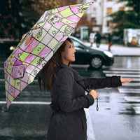 Hawaii Cruising Back To School Umbrella Grid Pattern With School Bag And Vintage Surf Van