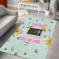 Personalized Hawaii Back To School Dolphin Area Rug Grid Notebook Background With Dolphin Mascot And Plumeria Flowers TS04 - Polynesian Pride