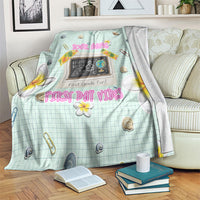 Personalized Hawaii Back To School Dolphin Blanket Grid Notebook Background With Dolphin Mascot And Plumeria Flowers TS04 Green White - Polynesian Pride