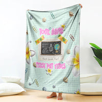 Personalized Hawaii Back To School Dolphin Blanket Grid Notebook Background With Dolphin Mascot And Plumeria Flowers TS04 - Polynesian Pride