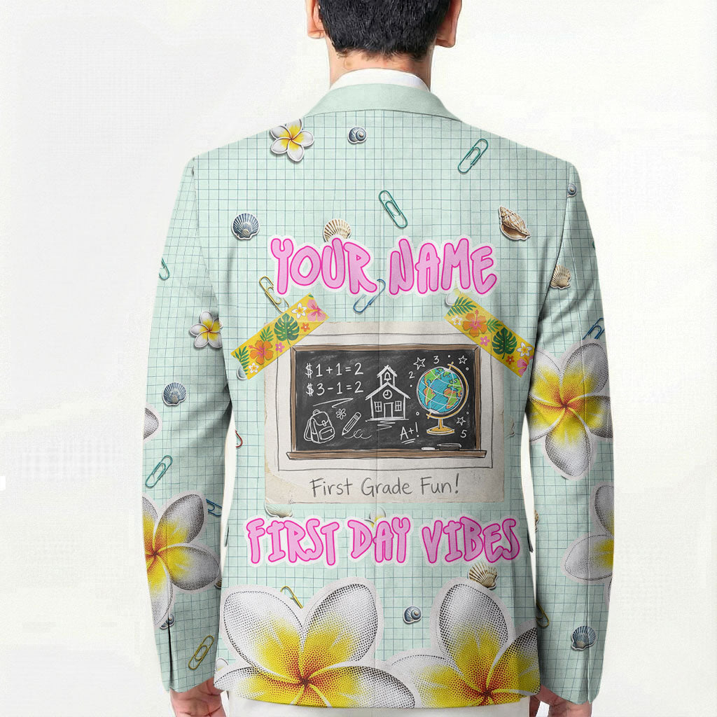 Personalized Hawaii Back To School Dolphin Blazer Grid Notebook Background With Dolphin Mascot And Plumeria Flowers TS04 - Polynesian Pride