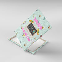 Personalized Hawaii Back To School Dolphin Canvas Wall Art Grid Notebook Background With Dolphin Mascot And Plumeria Flowers TS04 With Frame Green White - Polynesian Pride