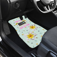 Personalized Hawaii Back To School Dolphin Car Mats Grid Notebook Background With Dolphin Mascot And Plumeria Flowers TS04 - Polynesian Pride