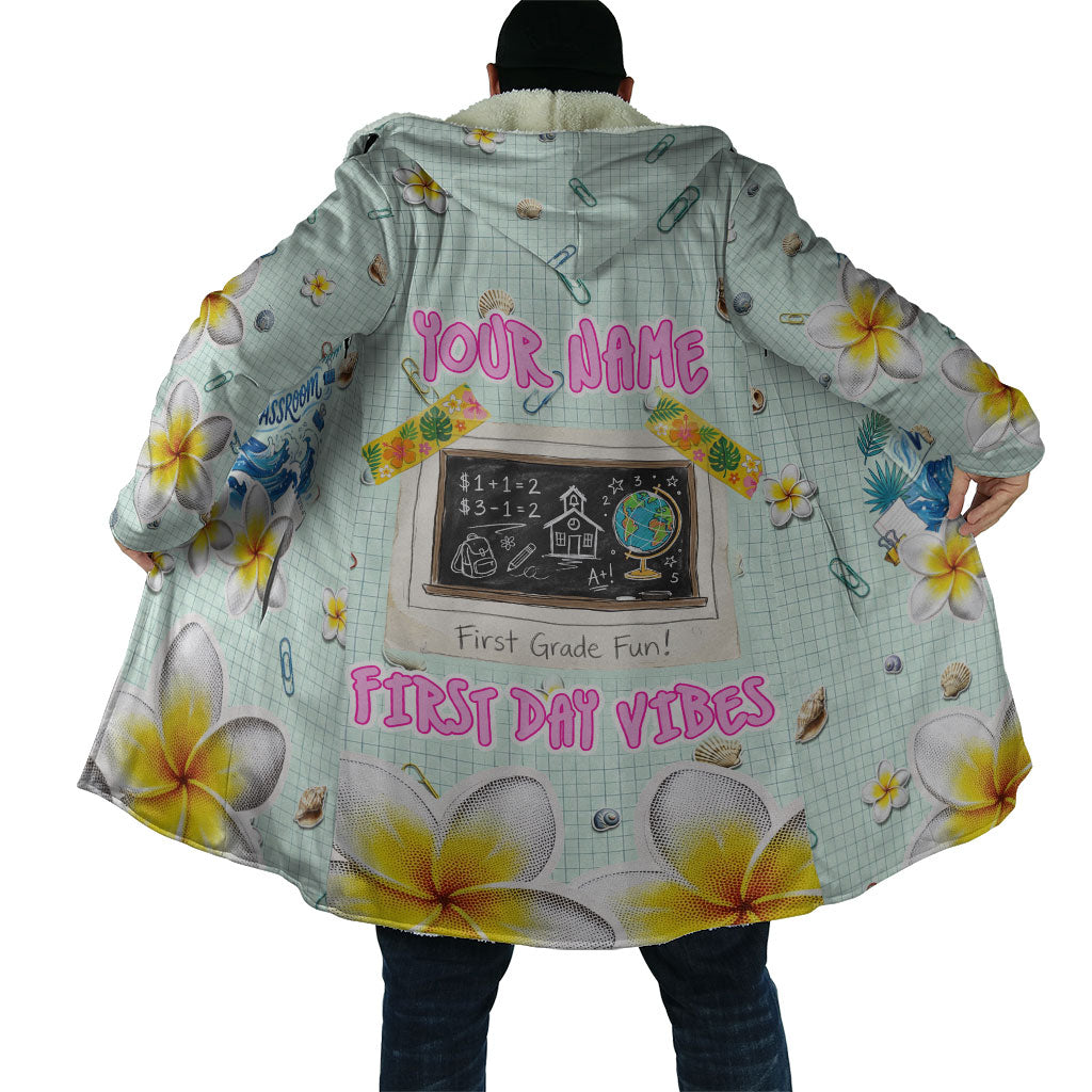 Personalized Hawaii Back To School Dolphin Cloak Grid Notebook Background With Dolphin Mascot And Plumeria Flowers TS04 - Polynesian Pride