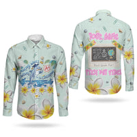 Personalized Hawaii Back To School Dolphin Couples Matching Puletasi and Long Sleeve Button Shirt Grid Notebook Background With Dolphin Mascot And Plumeria Flowers TS04 - Polynesian Pride