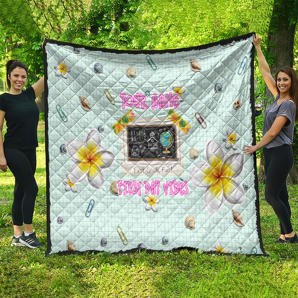 Personalized Hawaii Back To School Dolphin Quilt Grid Notebook Background With Dolphin Mascot And Plumeria Flowers TS04 - Polynesian Pride