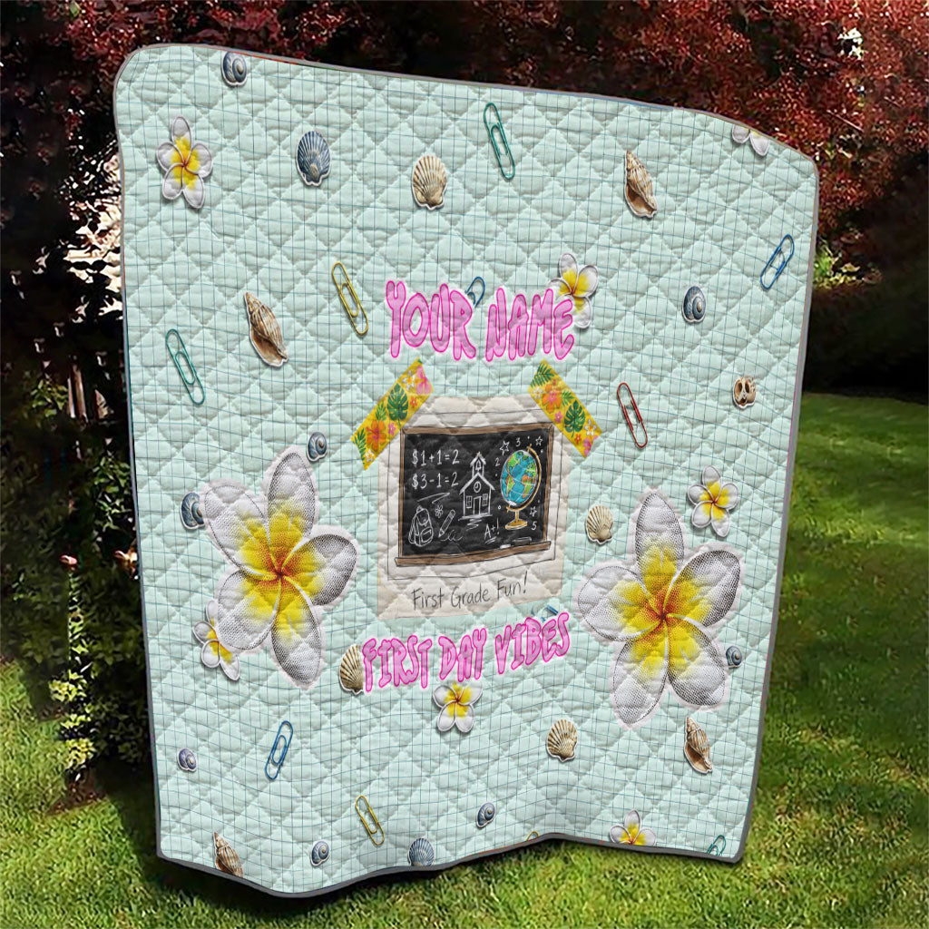 Personalized Hawaii Back To School Dolphin Quilt Grid Notebook Background With Dolphin Mascot And Plumeria Flowers TS04 - Polynesian Pride