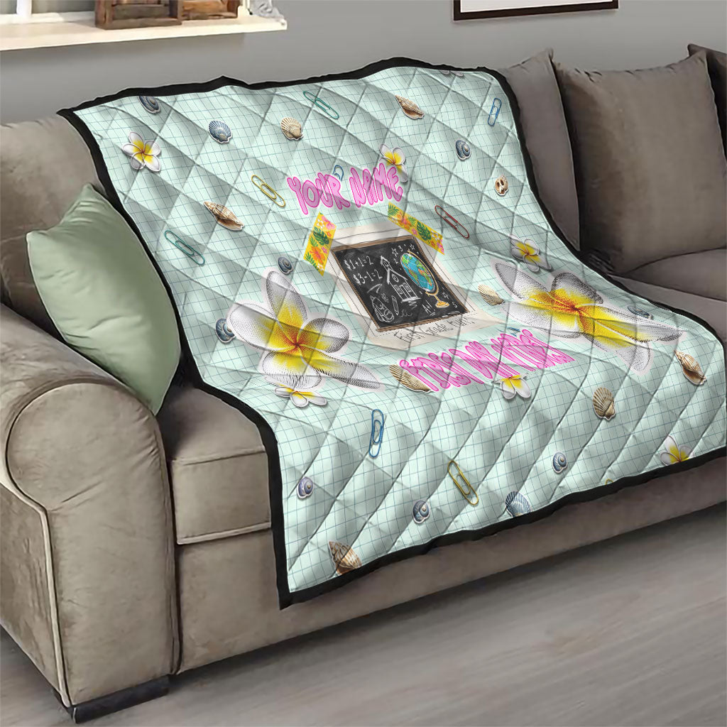 Personalized Hawaii Back To School Dolphin Quilt Grid Notebook Background With Dolphin Mascot And Plumeria Flowers TS04 - Polynesian Pride