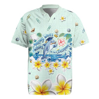 Personalized Hawaii Back To School Dolphin Rugby Jersey Grid Notebook Background With Dolphin Mascot And Plumeria Flowers TS04 Green White - Polynesian Pride