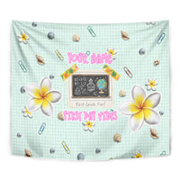 Personalized Hawaii Back To School Dolphin Tapestry Grid Notebook Background With Dolphin Mascot And Plumeria Flowers TS04 - Polynesian Pride