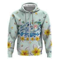 Personalized Hawaii Back To School Dolphin Zip Hoodie Grid Notebook Background With Dolphin Mascot And Plumeria Flowers TS04 Zip Hoodie Green White - Polynesian Pride