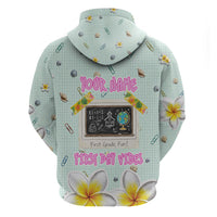 Personalized Hawaii Back To School Dolphin Zip Hoodie Grid Notebook Background With Dolphin Mascot And Plumeria Flowers TS04 - Polynesian Pride