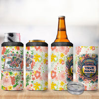 Personalized Hawaii School Club Back To Class 4 in 1 Can Cooler Tumbler Retro Tropical Hibiscus Pattern With Open Notebook TS04 - Polynesian Pride