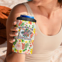 Personalized Hawaii School Club Back To Class 4 in 1 Can Cooler Tumbler Retro Tropical Hibiscus Pattern With Open Notebook TS04 - Polynesian Pride