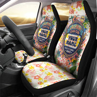 Personalized Hawaii School Club Back To Class Car Seat Cover Retro Tropical Hibiscus Pattern With Open Notebook TS04 - Polynesian Pride