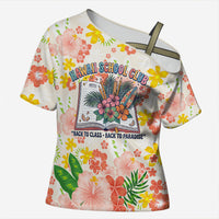 Personalized Hawaii School Club Back To Class Cross Shoulder Shirt Retro Tropical Hibiscus Pattern With Open Notebook TS04 Female White Orange - Polynesian Pride
