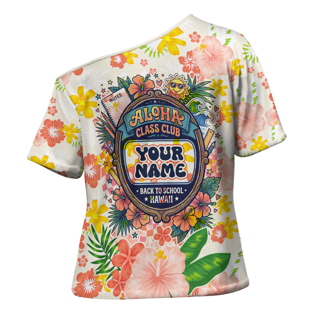 Personalized Hawaii School Club Back To Class Cross Shoulder Shirt Retro Tropical Hibiscus Pattern With Open Notebook TS04 - Polynesian Pride