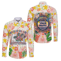 Personalized Hawaii School Club Back To Class Family Matching Off Shoulder Maxi Dress and Hawaiian Shirt Retro Tropical Hibiscus Pattern With Open Notebook TS04 Dad's Shirt - Long Sleeve White Orange - Polynesian Pride