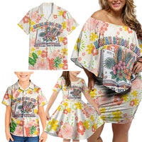 Personalized Hawaii School Club Back To Class Family Matching Off Shoulder Short Dress and Hawaiian Shirt Retro Tropical Hibiscus Pattern With Open Notebook TS04 - Polynesian Pride