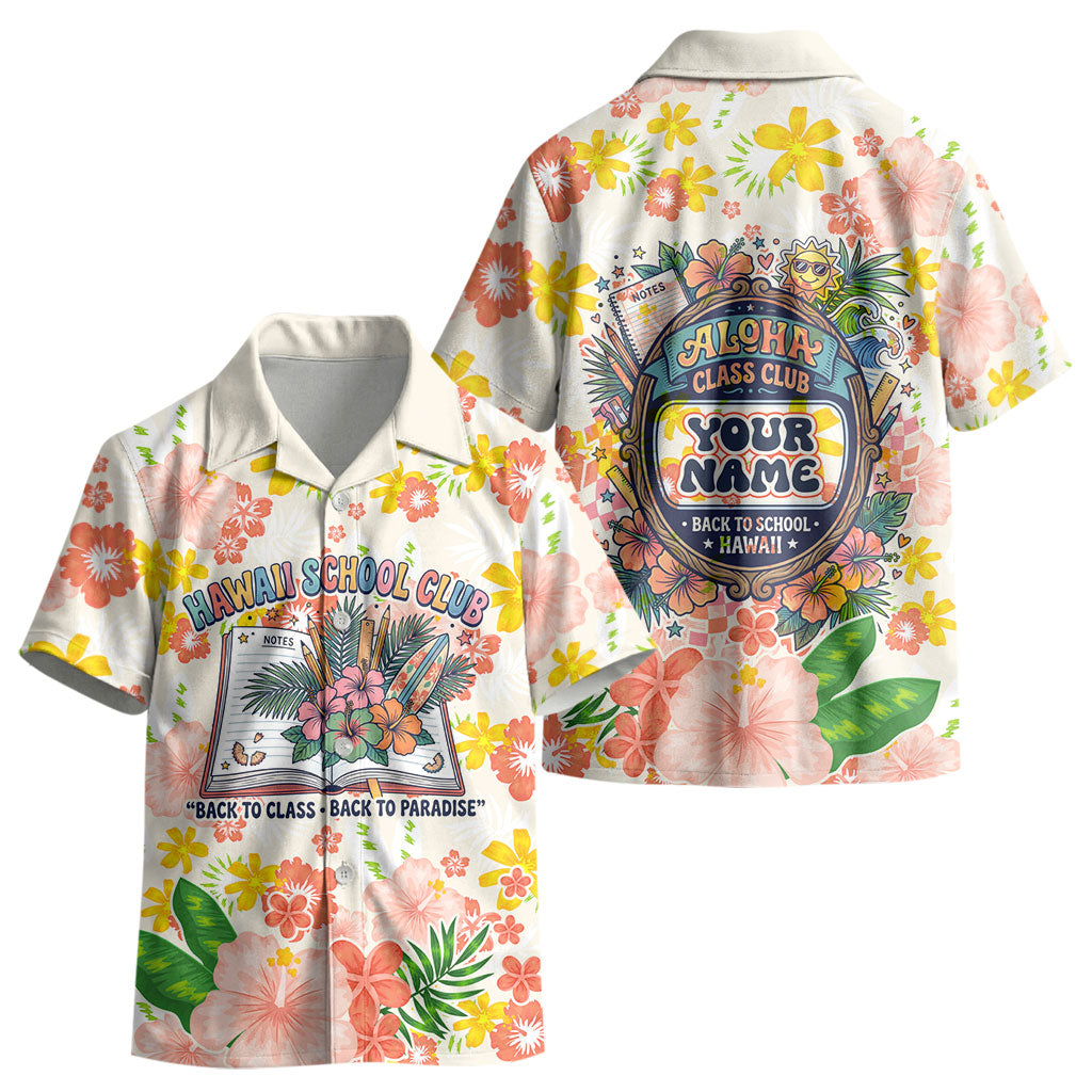 Personalized Hawaii School Club Back To Class Kid Hawaiian Shirt Retro Tropical Hibiscus Pattern With Open Notebook TS04 - Polynesian Pride