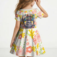 Personalized Hawaii School Club Back To Class Kid Short Sleeve Dress Retro Tropical Hibiscus Pattern With Open Notebook TS04 - Polynesian Pride