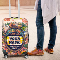 Personalized Hawaii School Club Back To Class Luggage Cover Retro Tropical Hibiscus Pattern With Open Notebook TS04 White Orange - Polynesian Pride