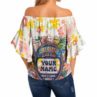Personalized Hawaii School Club Back To Class Off Shoulder Wrap Waist Top Retro Tropical Hibiscus Pattern With Open Notebook TS04 - Polynesian Pride