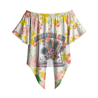 Personalized Hawaii School Club Back To Class Off Shoulder Wrap Waist Top Retro Tropical Hibiscus Pattern With Open Notebook TS04 - Polynesian Pride