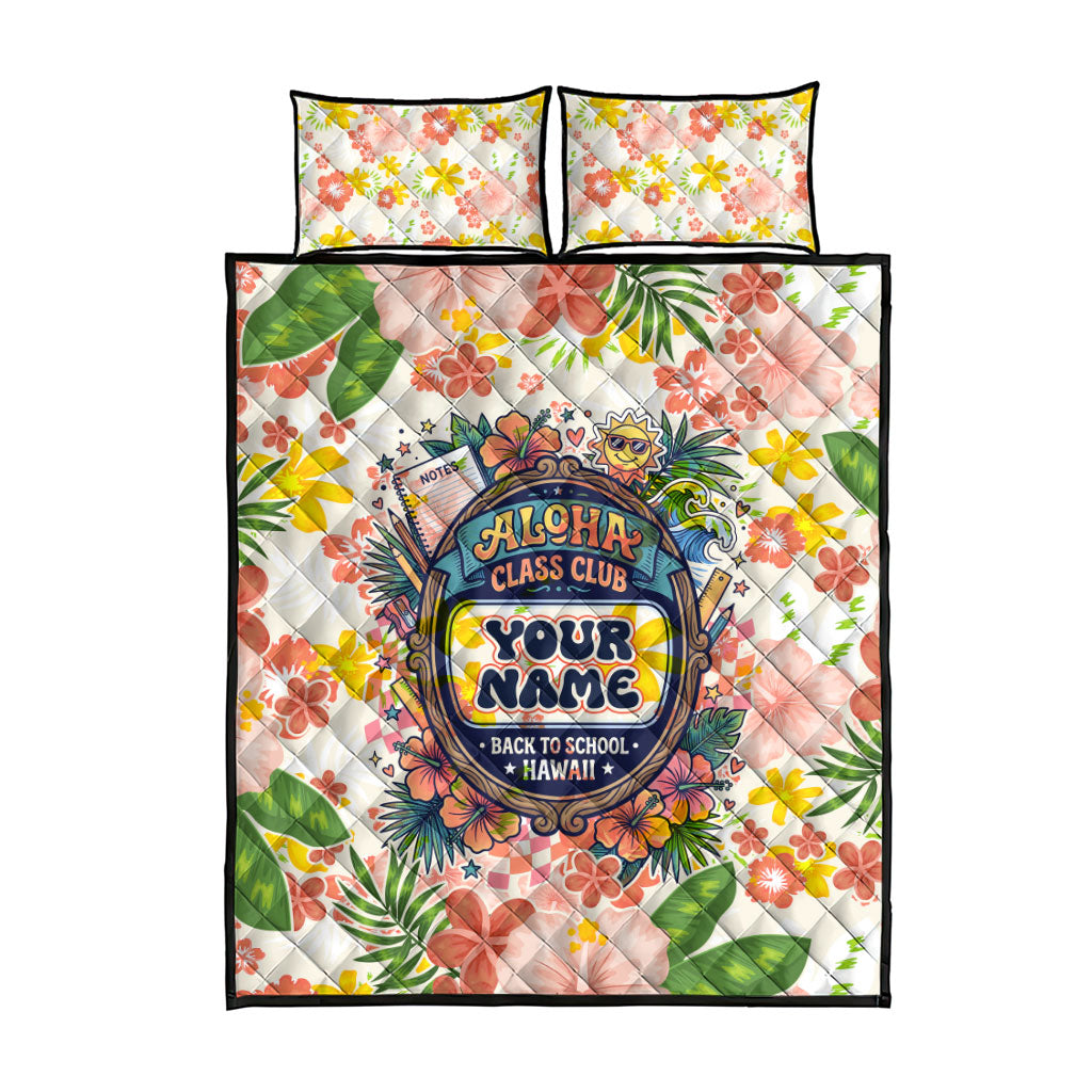 Personalized Hawaii School Club Back To Class Quilt Bed Set Retro Tropical Hibiscus Pattern With Open Notebook TS04 - Polynesian Pride