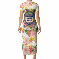 Personalized Hawaii School Club Back To Class Short Sleeve Bodycon Dress Retro Tropical Hibiscus Pattern With Open Notebook TS04 - Polynesian Pride