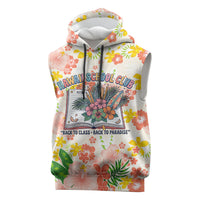 Personalized Hawaii School Club Back To Class Sleeveless Hoodie Retro Tropical Hibiscus Pattern With Open Notebook TS04 White Orange - Polynesian Pride
