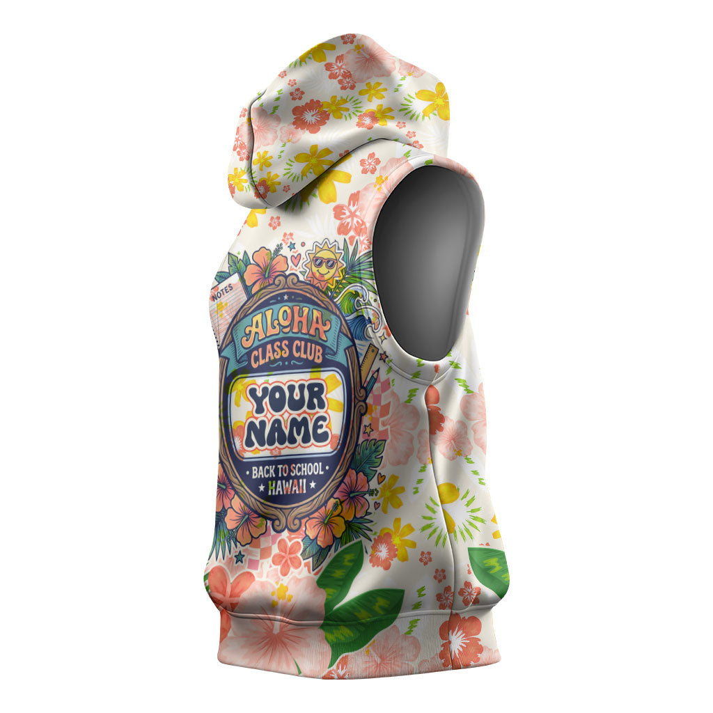 Personalized Hawaii School Club Back To Class Sleeveless Hoodie Retro Tropical Hibiscus Pattern With Open Notebook TS04 - Polynesian Pride