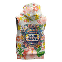 Personalized Hawaii School Club Back To Class Sleeveless Zip Hoodie Retro Tropical Hibiscus Pattern With Open Notebook TS04 - Polynesian Pride