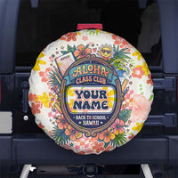 Personalized Hawaii School Club Back To Class Spare Tire Cover Retro Tropical Hibiscus Pattern With Open Notebook TS04 No hole White Orange - Polynesian Pride