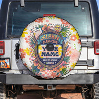 Personalized Hawaii School Club Back To Class Spare Tire Cover Retro Tropical Hibiscus Pattern With Open Notebook TS04 White Orange - Polynesian Pride