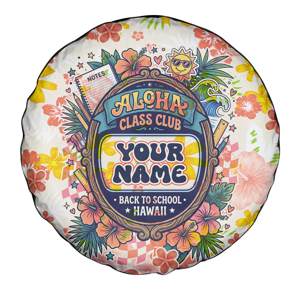 Personalized Hawaii School Club Back To Class Spare Tire Cover Retro Tropical Hibiscus Pattern With Open Notebook TS04 - Polynesian Pride
