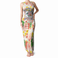 Personalized Hawaii School Club Back To Class Tank Maxi Dress Retro Tropical Hibiscus Pattern With Open Notebook TS04 Women White Orange - Polynesian Pride